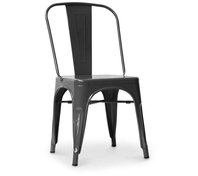 Chaise De Salle à Manger Bistrot Metalix Design Carré En Métal - Gris Foncé