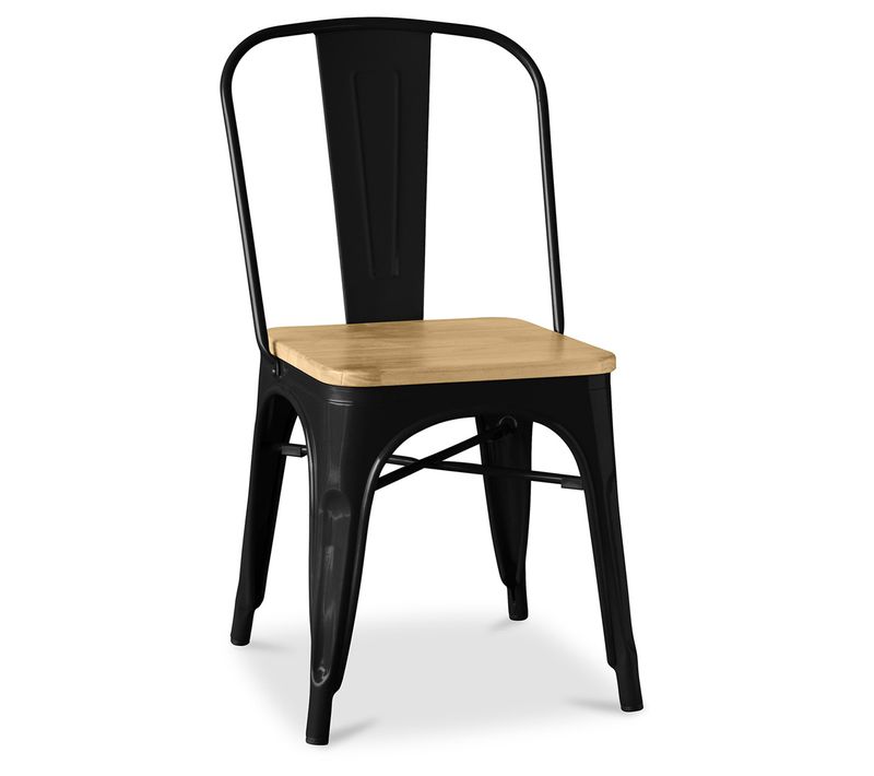 Chaise Bistrot Metalix Carrée En Bois - Métal Noir