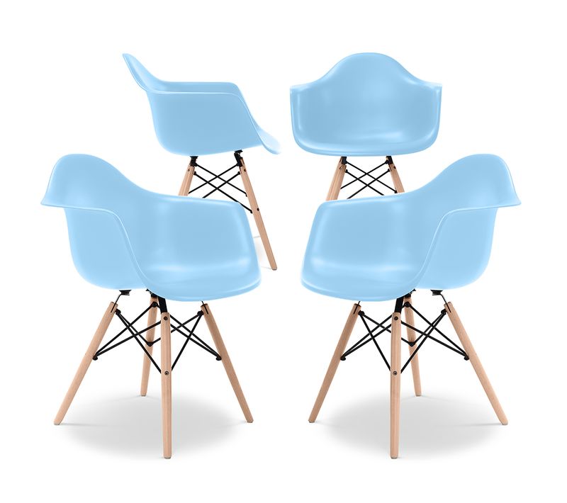 Chaise De Salle à Manger - Design Scandinave - Pieds En Bois - Lot De 4 - Skandiva Bleu Clair