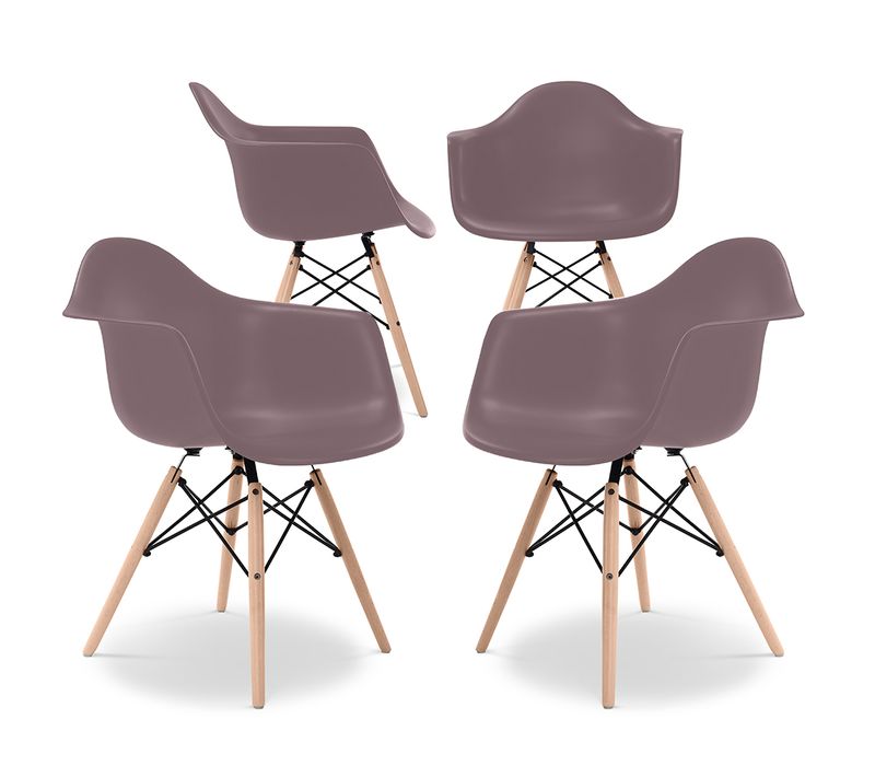 Chaise De Salle à Manger - Design Scandinave - Pieds En Bois - Lot De 4 - Skandiva Taupe