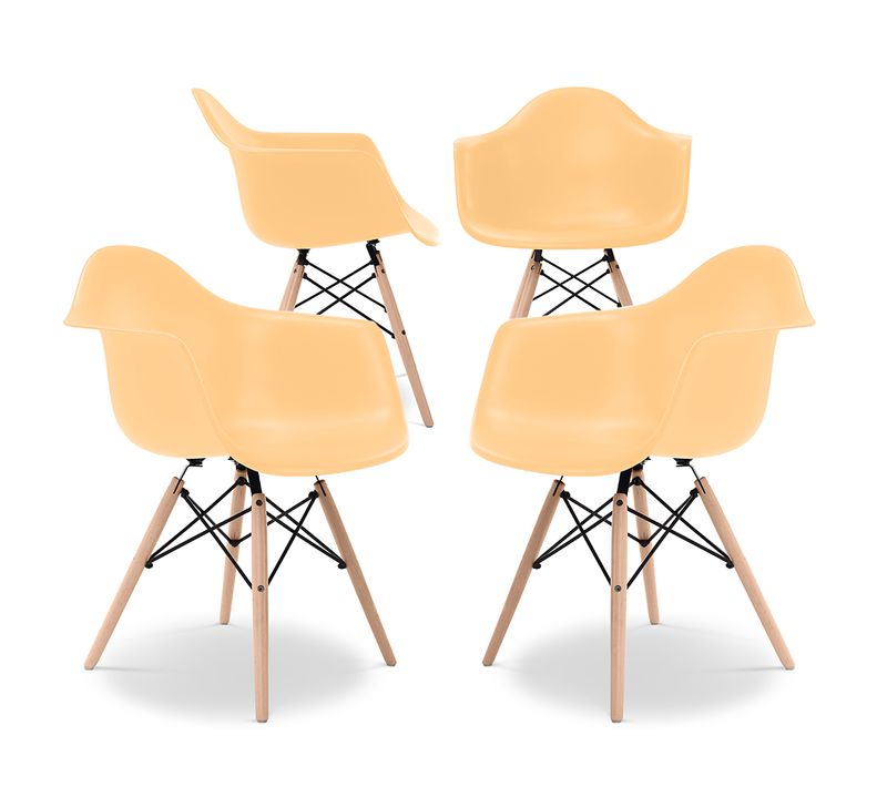 Chaise De Salle à Manger - Design Scandinave - Pieds En Bois - Lot De 4 - Skandiva Orange Pâle