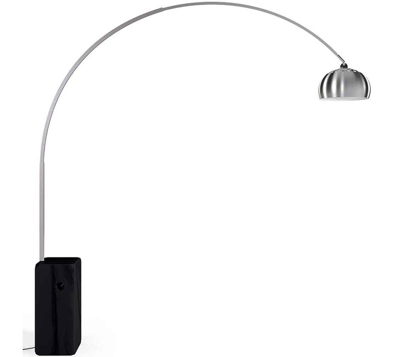 Lampadaire Courbe - Métal Et Marbre - Ark Noir