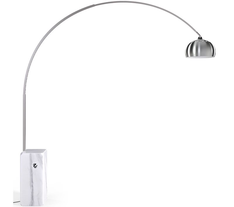 Lampadaire Avec Base En Marbre - Lampe De Salon - Arc Blanc