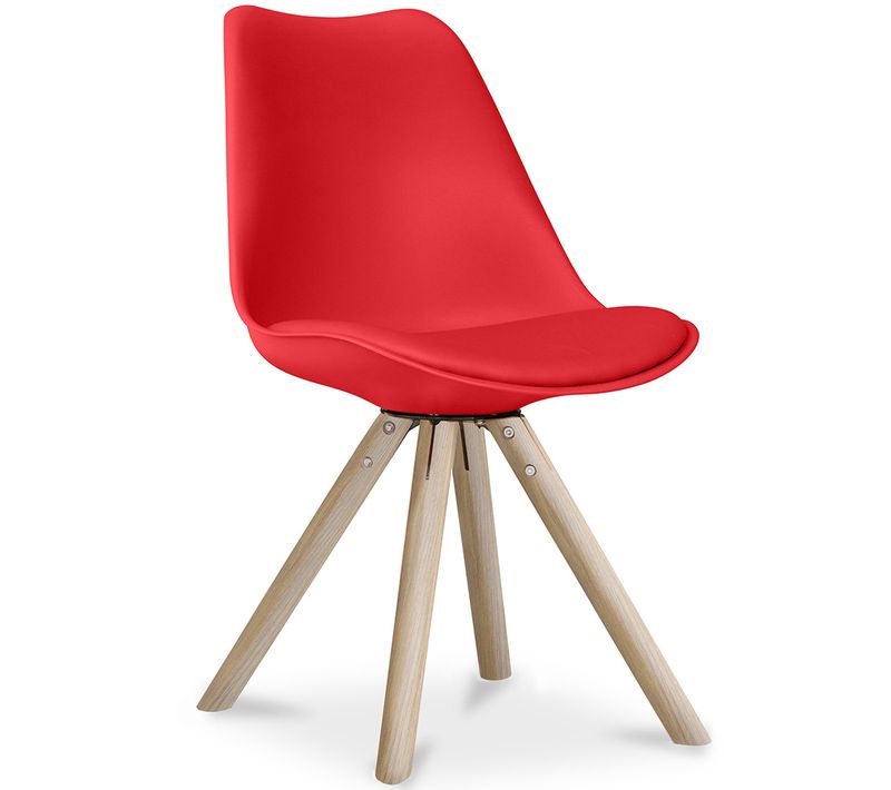 Premium Chaise Design Scandinave Avec Coussin Brielle Rouge