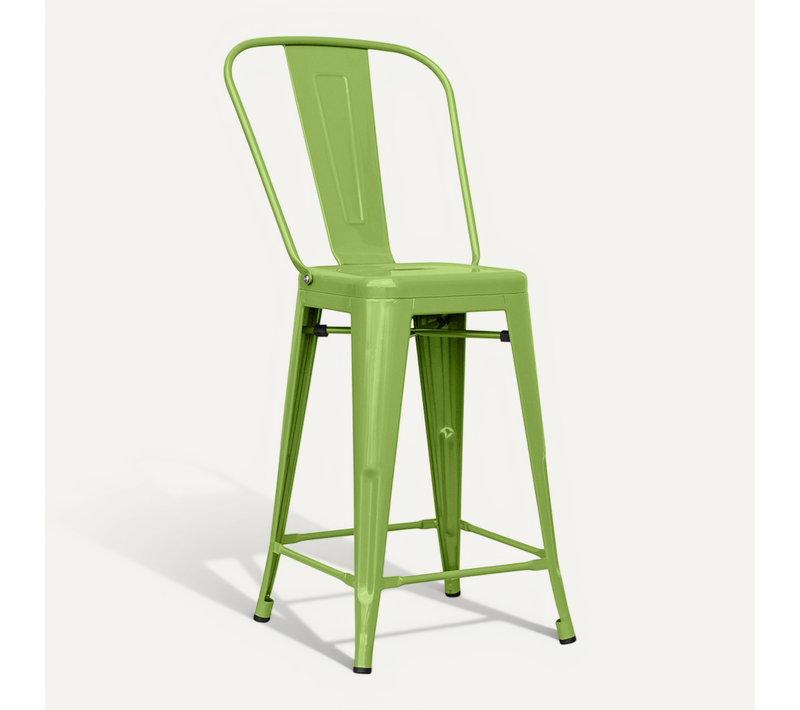 Tabouret Bistrot Metalix Carrée Avec Dossier - 60cm Vert Clair