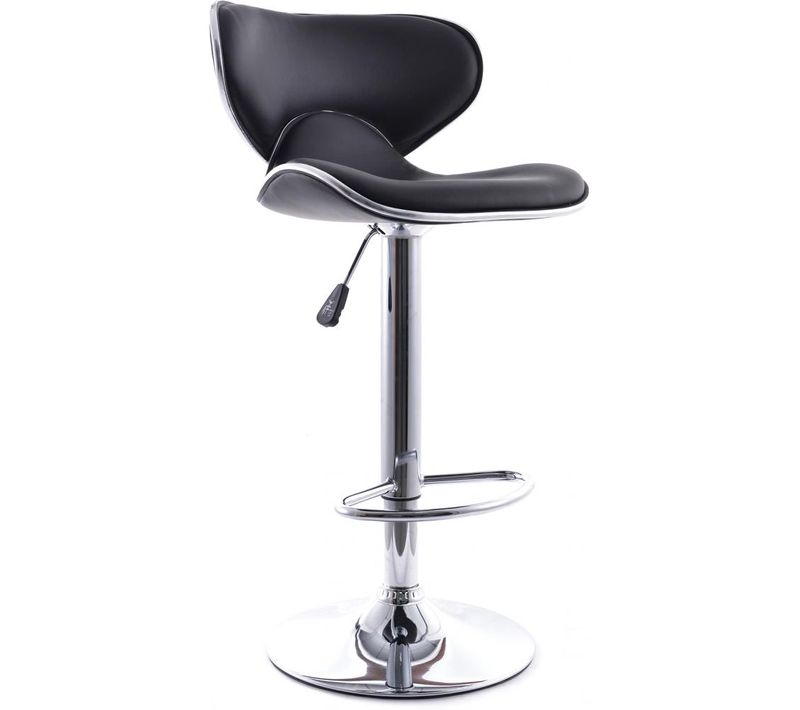 Tabouret De Bar Curved Back Pivotant - Réglable En Hauteur Noir