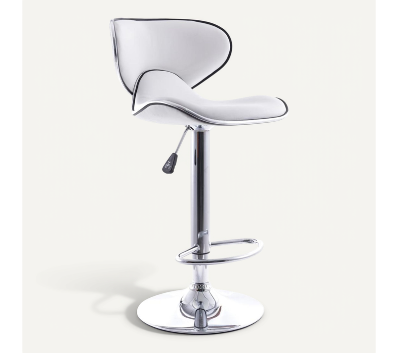 Tabouret De Bar Curved Back Pivotant - Réglable En Hauteur Blanc