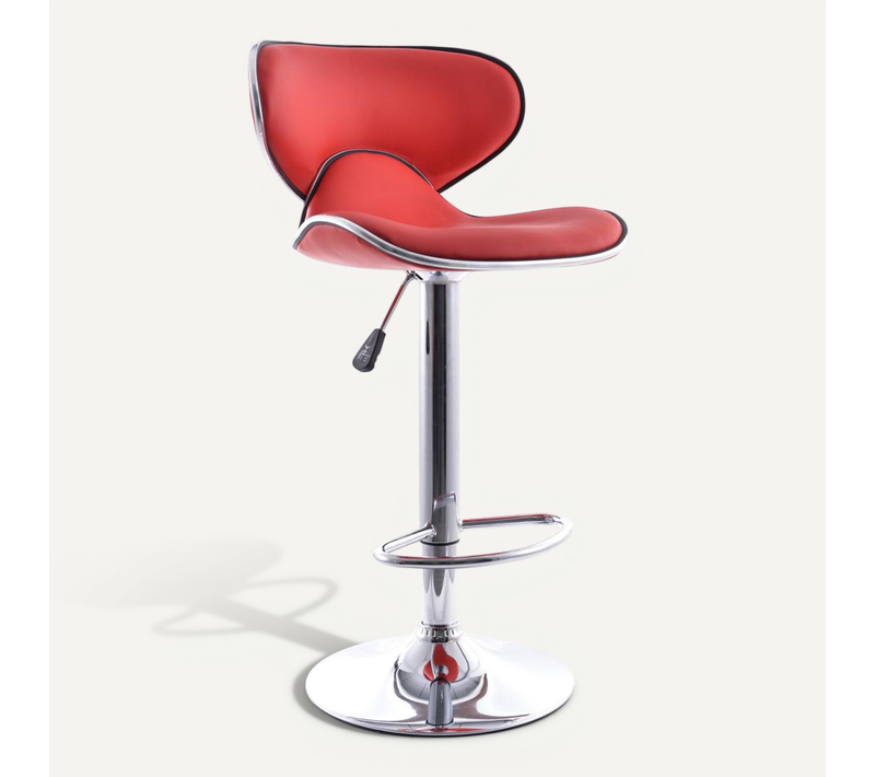 Tabouret De Bar Curved Back Pivotant - Réglable En Hauteur Rouge