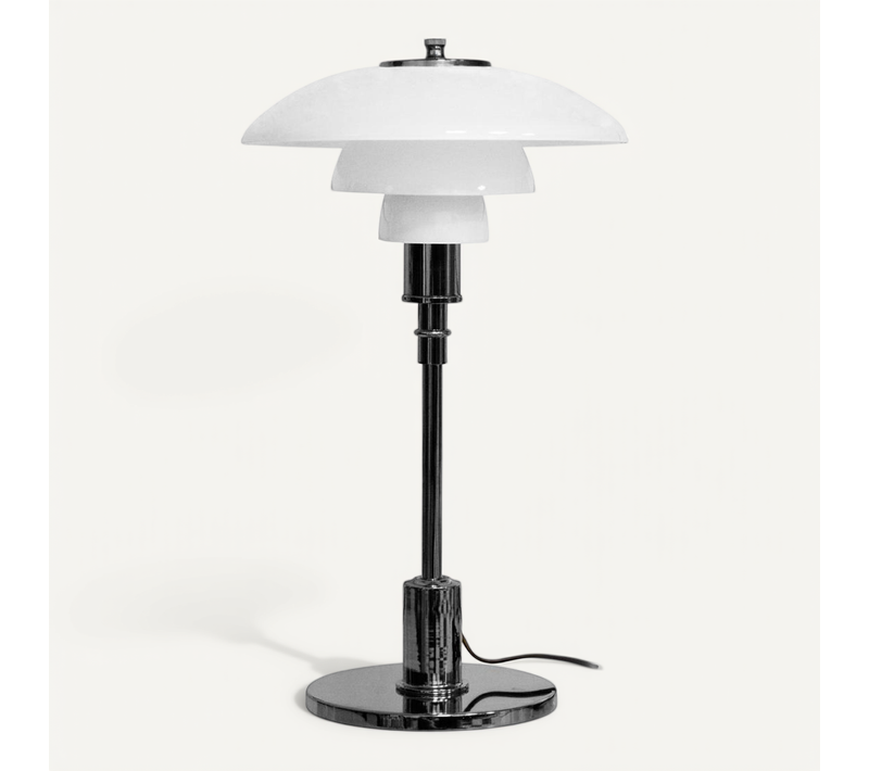 Lampe Pl 4/3 - Acier Et Verre Chromé Noir