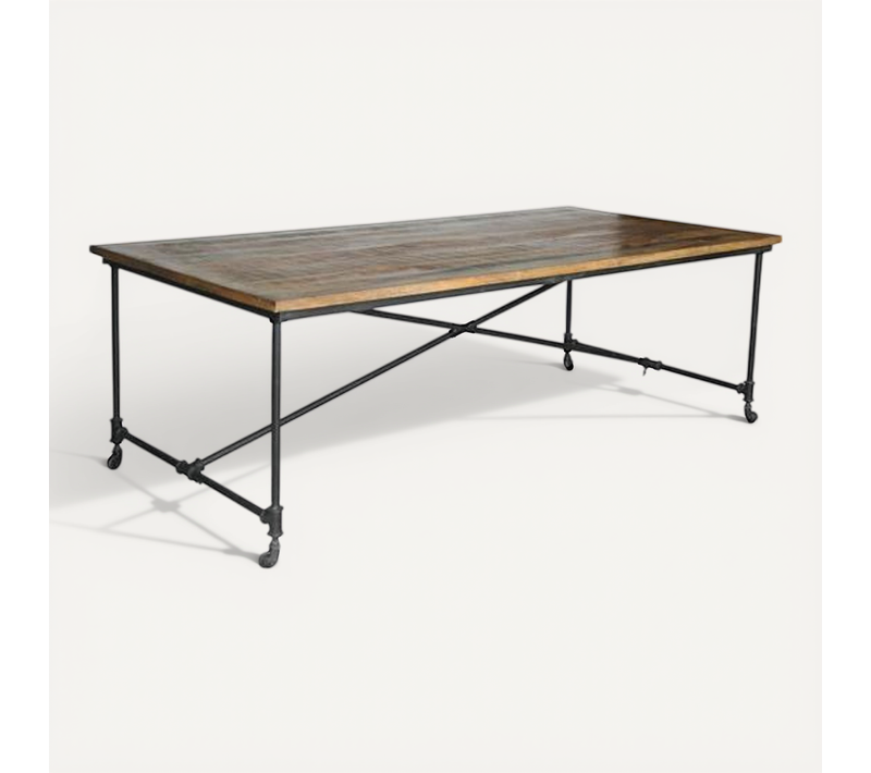 Table à Manger Vintage Industriel - Bois Et Acier Bois Naturel