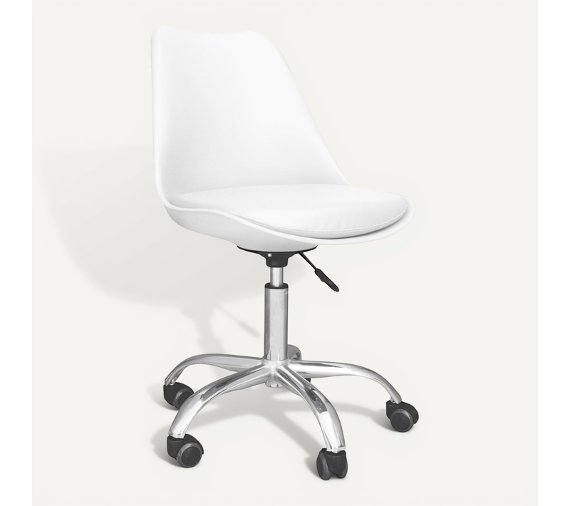 Chaise De Bureau À Roulettes – Pivotante Et Réglable - Bamba Blanc