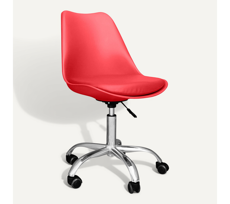 Chaise De Bureau À Roulettes – Pivotante Et Réglable - Bamba Rouge
