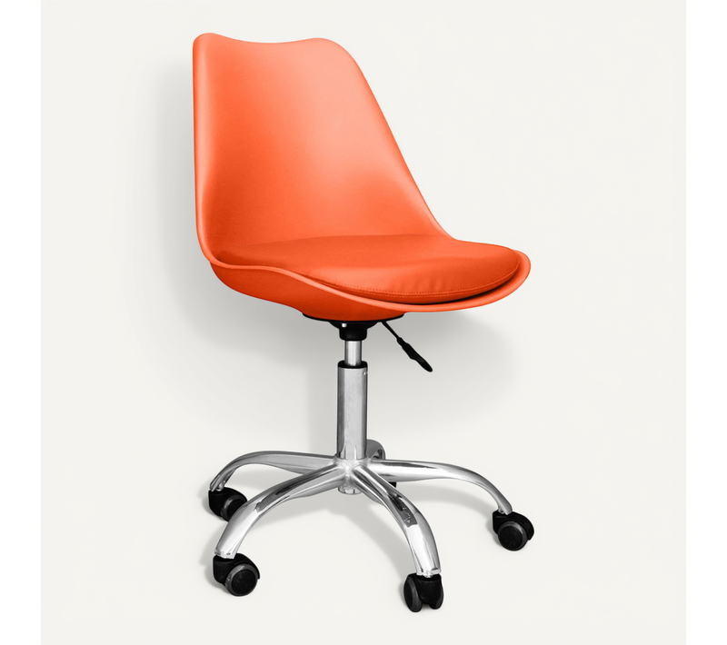 Chaise De Bureau À Roulettes – Pivotante Et Réglable - Bamba Orange