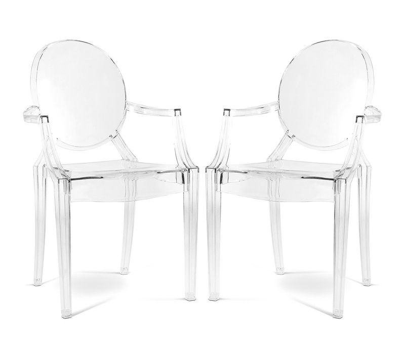 Lot De 2 Chaises De Salle à Manger Transparentes - Design Avec Accoudoirs - Louis King Transparent
