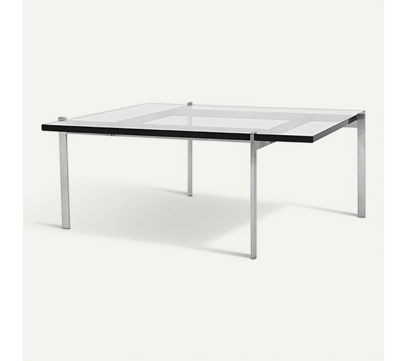 Table Basse Py61 - Carrée En Verre 12 Mm Acier