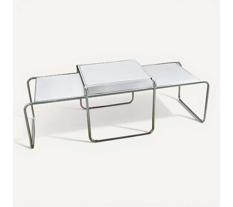 Table Basse Lazo - Bois Et Acier Blanc