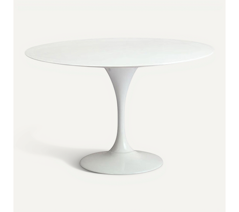 Table À Manger Ronde 110 Cm Avec Plateau En Mdf Et Base En Métal – Design Moderne Et élégant - Blanc