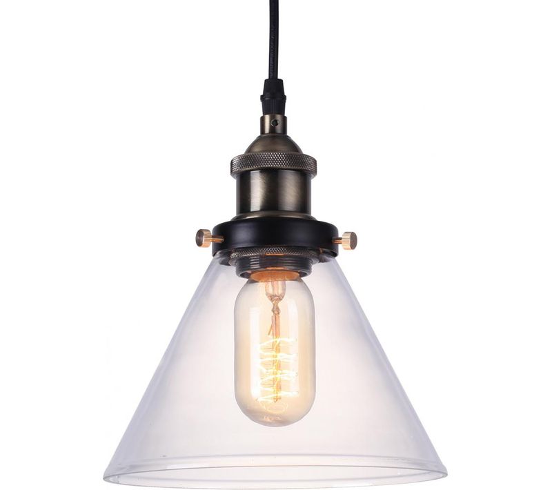 Lampe Pendante Avec Petit Abat-jour Cristal Edison  – Acier Bronze