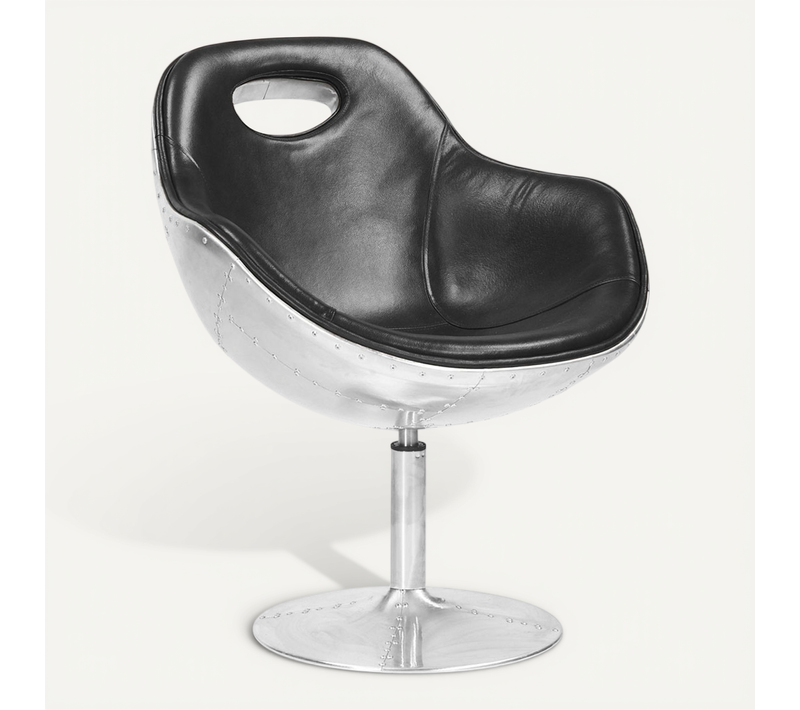 Fauteuil Tulipe Aviator - Cuir Premium Noir