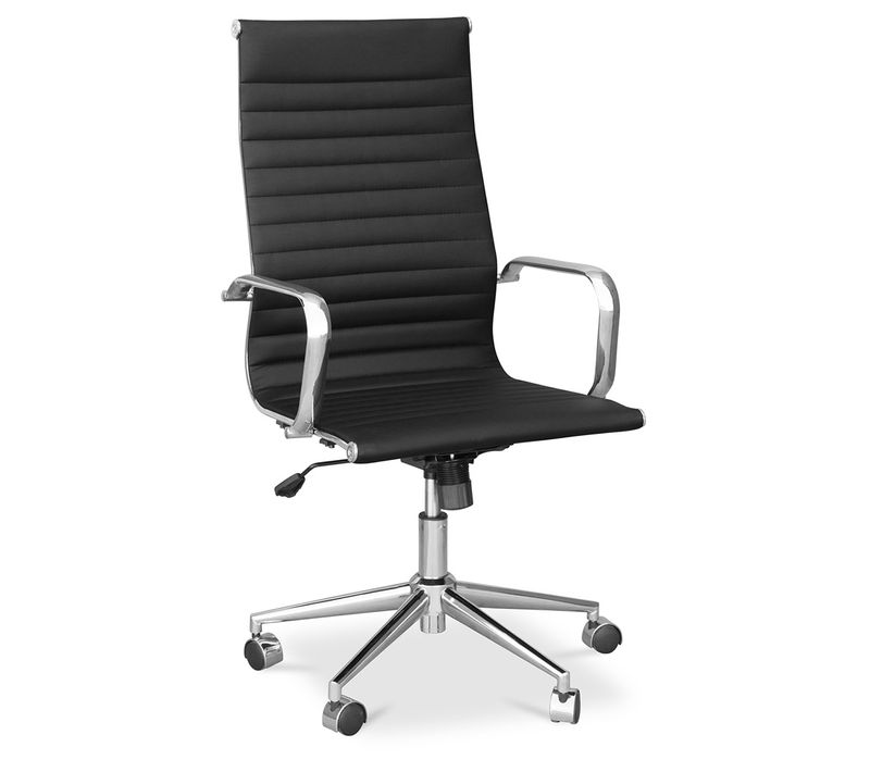 Chaise De Bureau T9 - Faux Cuir Et Métal - Roues Noir