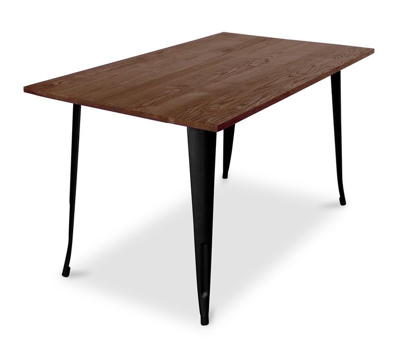 Table à Manger Industriel Bistrot Metalix - 140 Cm - Bois Foncé Noir
