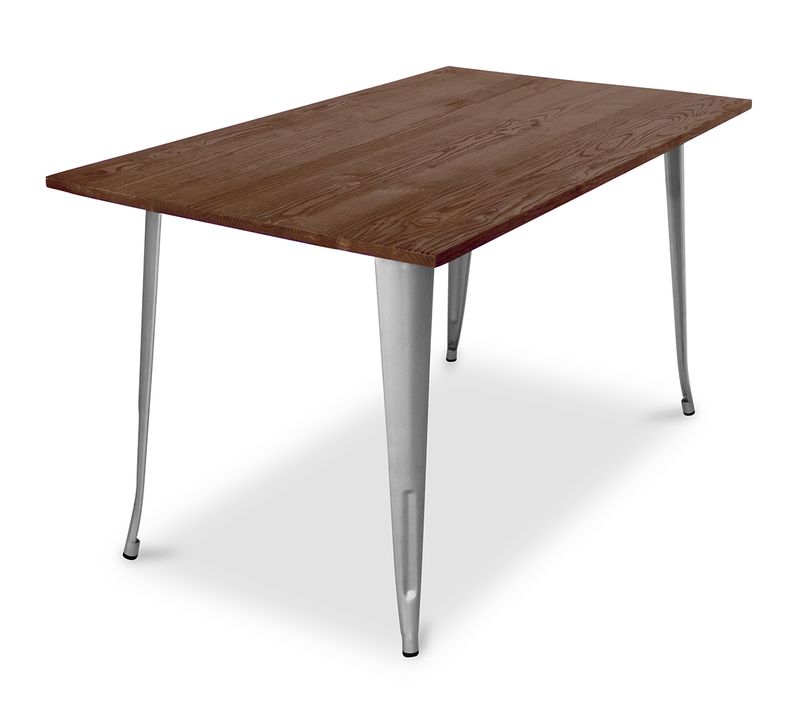 Table à Manger Industriel Bistrot Metalix - 140 Cm - Bois Foncé Acier