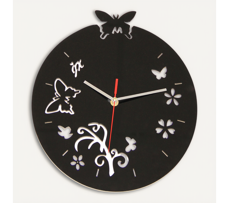 Horloge Murale Papillons Et Fleurs Unique