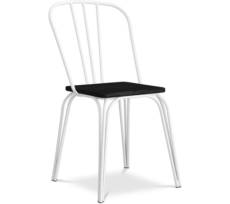 Chaise Métal Et Bois Foncé Style Industriel – Gillet Blanc