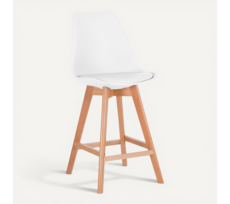 Premium Tabouret De Bar Brielle Avec Coussin De Scandinave - Bois Blanc