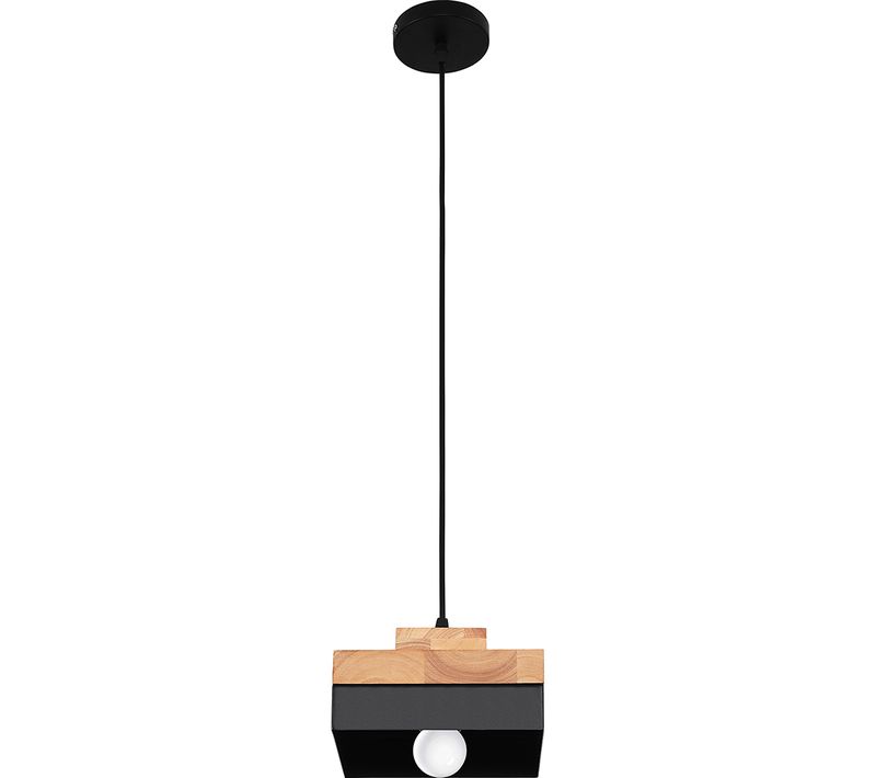 Lampe Suspendue De Style Scandinave Edda -bois Et Métal Noir