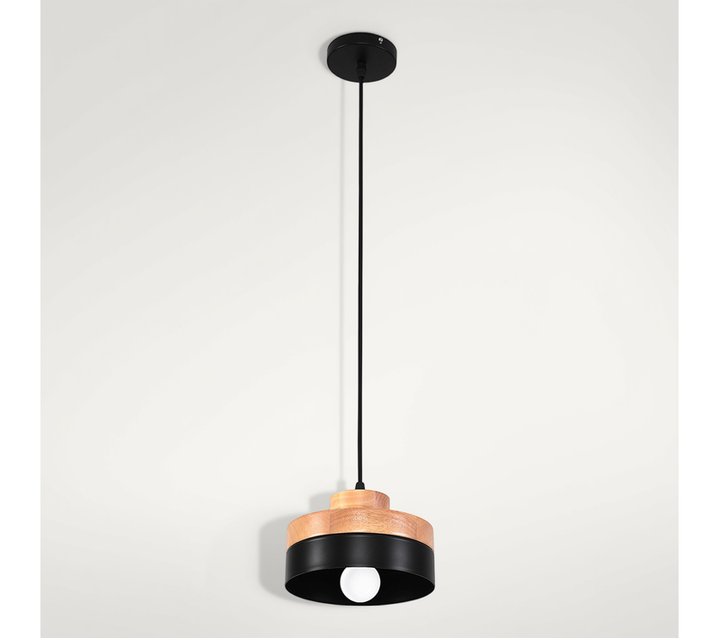 Lampe Suspendue De Scandinave Eigil - Bois Et Métal Noir