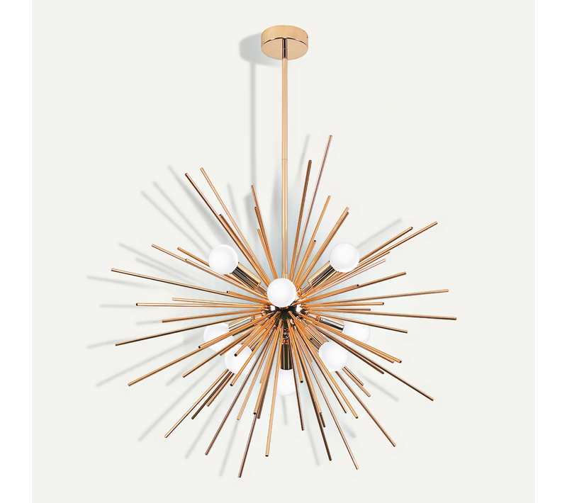 Lampe Suspendue 9 Ampoules Lydia - Métal Doré