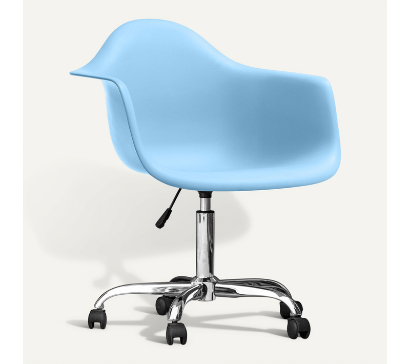 Chaise De Bureau Avec Accoudoirs - Chaise De Bureau À Roulettes - Emery Bleu Clair