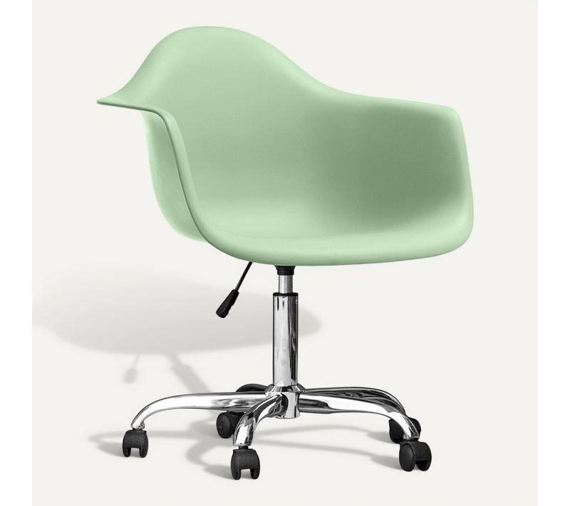 Chaise De Bureau Avec Accoudoirs - Chaise De Bureau À Roulettes - Emery Vert Pastel
