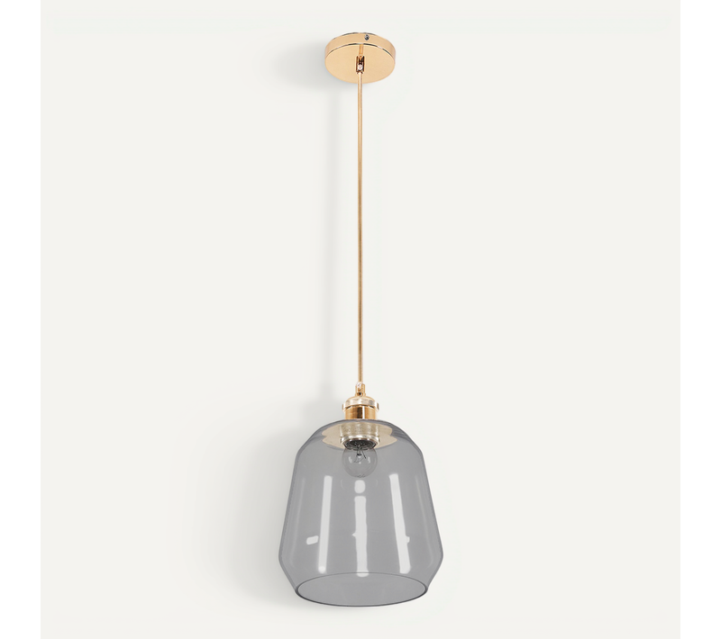 Lampe Suspendue Alessia - Verre Et Métal Gris Transparent