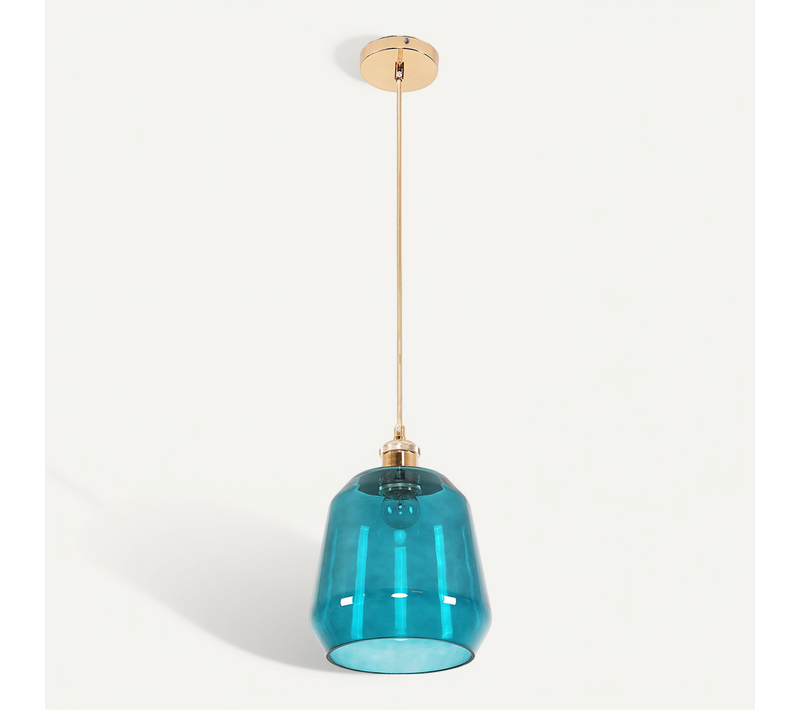 Lampe Suspendue Alessia - Verre Et Métal Bleu