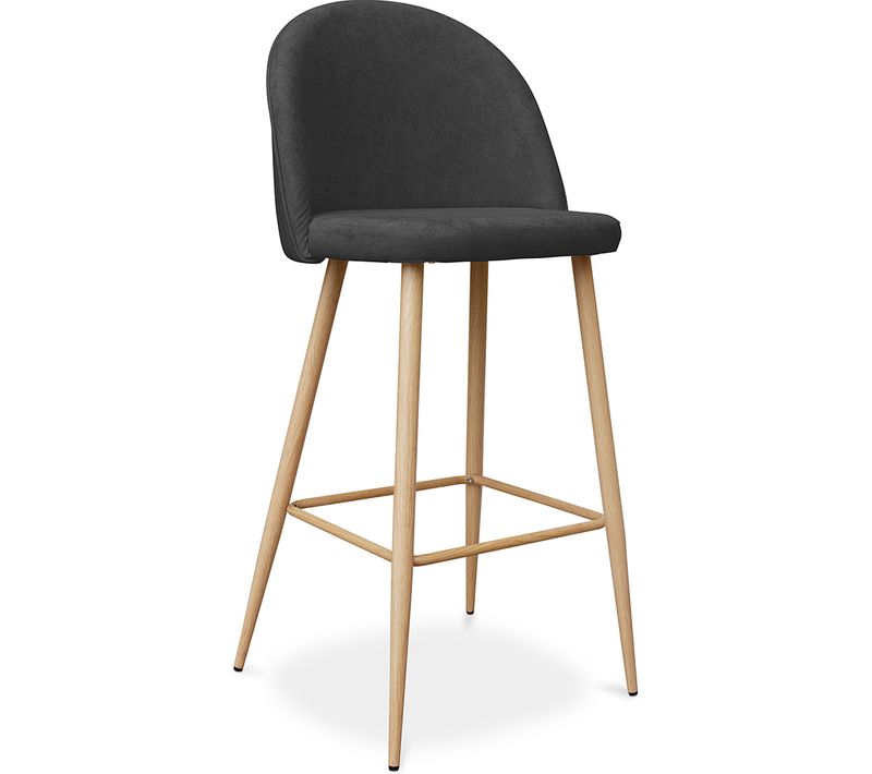 Tabouret Tapissé En Tissu - Design Scandinave - 76cm - Bennett Gris Foncé