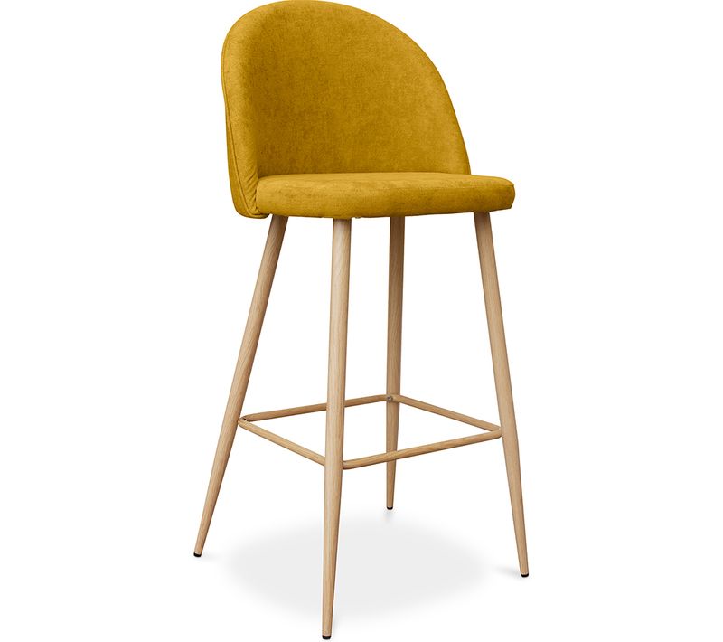 Tabouret Tapissé En Tissu - Design Scandinave - 76cm - Bennett Jaune