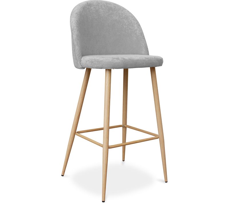 Tabouret Tapissé En Tissu - Design Scandinave - 76cm - Bennett Gris Clair