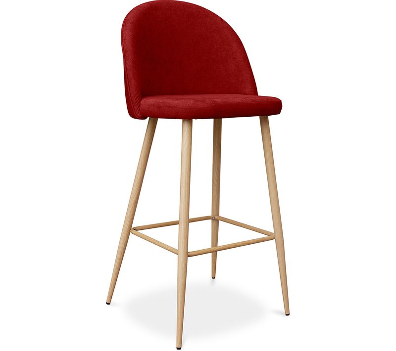 Tabouret Tapissé En Tissu - Design Scandinave - 76cm - Bennett Rouge