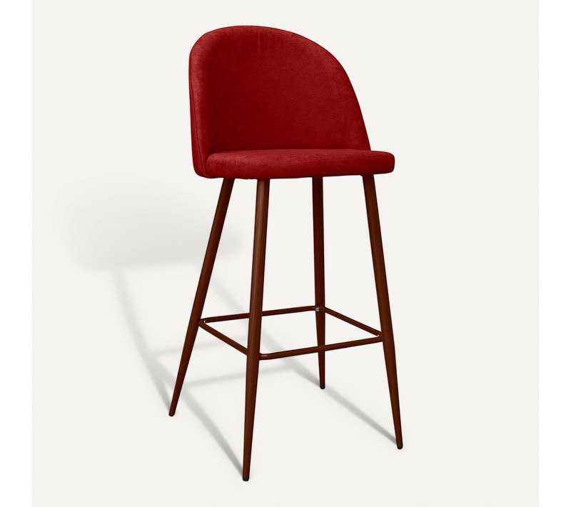 Tabouret Rembourré En Tissu - Design Scandinave - 76cm - Bennett Rouge