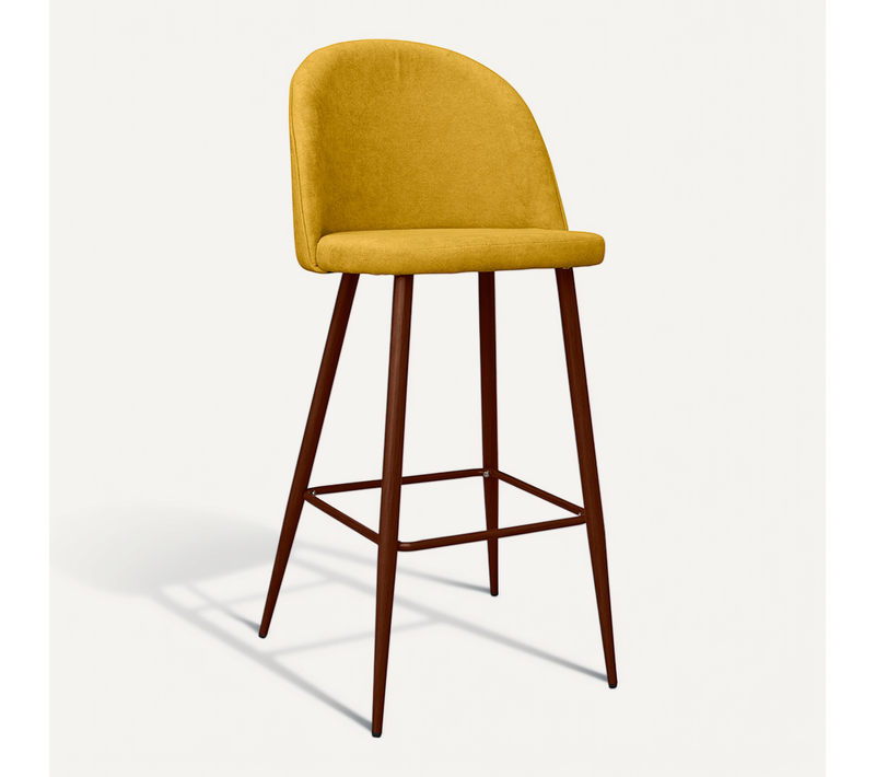 Tabouret Rembourré En Tissu - Design Scandinave - 76cm - Bennett Jaune