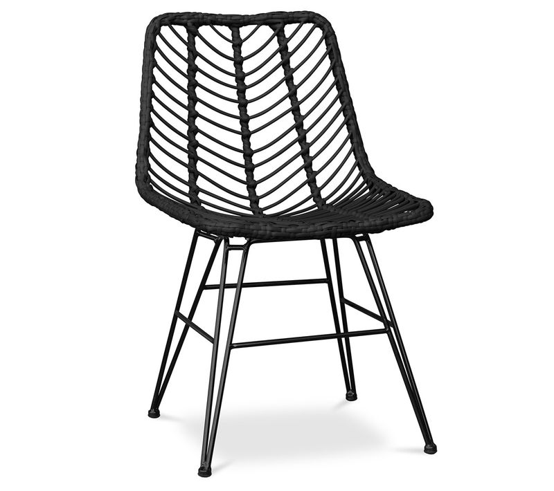 Chaise De Salle à Manger En Osier Synthétique - Valery Noir