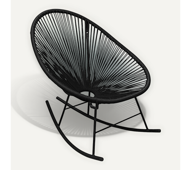 Chaise à Bascule Acapulco - Pieds Noirs Noir