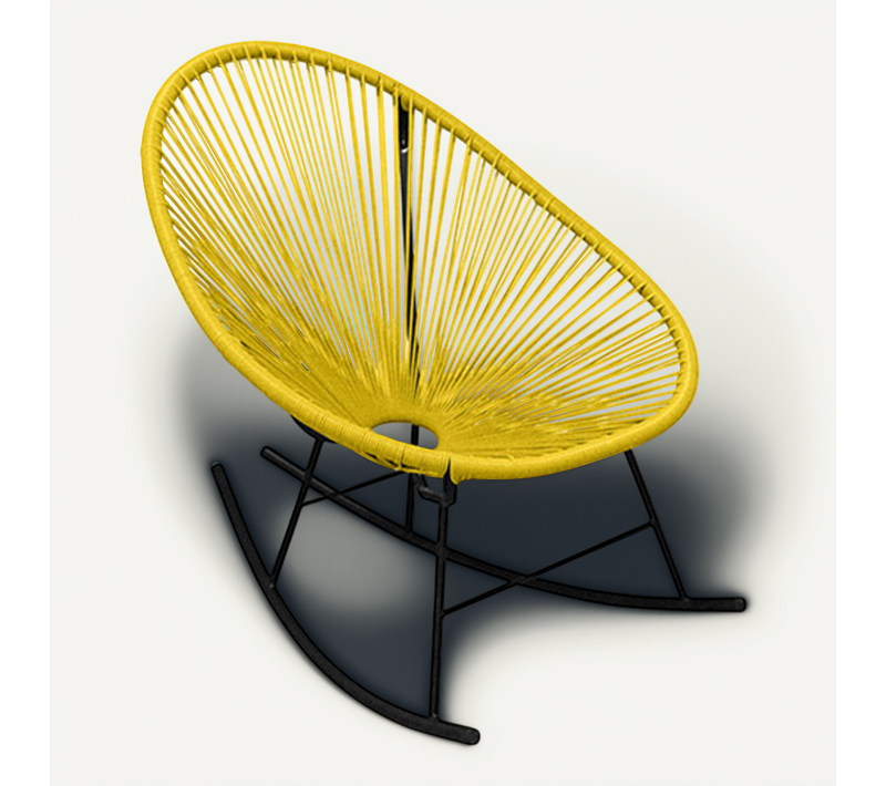 Chaise à Bascule Acapulco - Pieds Noirs Jaune