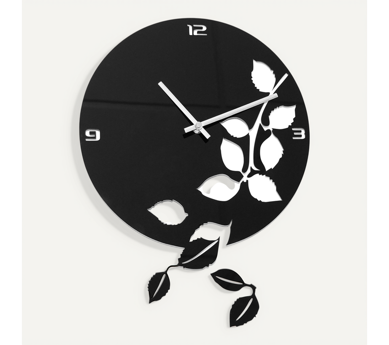 Horloge Murale Feuilles Noir