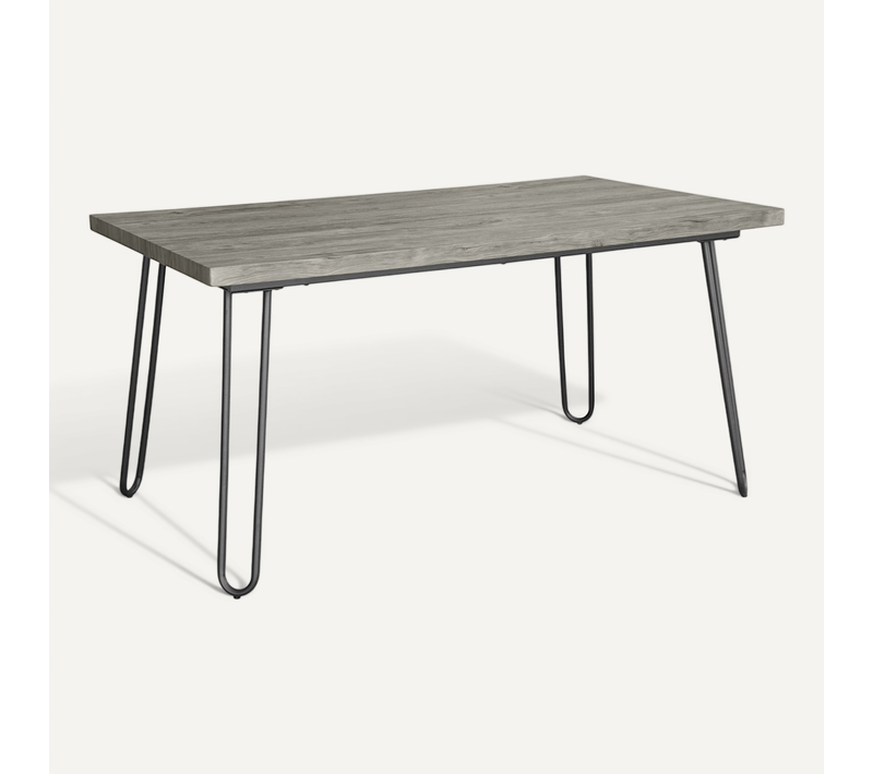Table De Salle À Manger De Industriel Hairpin Holly 150x90 - Bois Et Métal Gris
