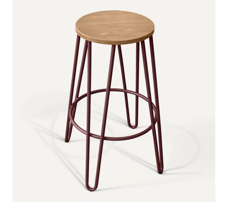 Tabouret De Bar Hairpin 66 Cm - Bois Clair Et Métal Bronze
