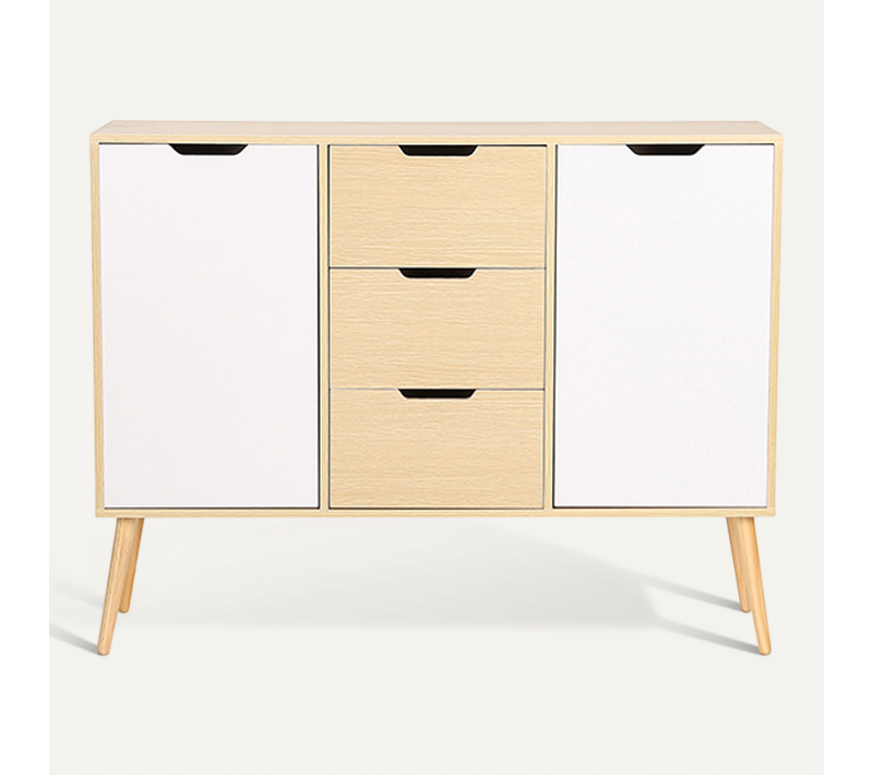 Buffet En Bois - Design Scandinave - 3 Tiroirs - Regir Bois Naturel