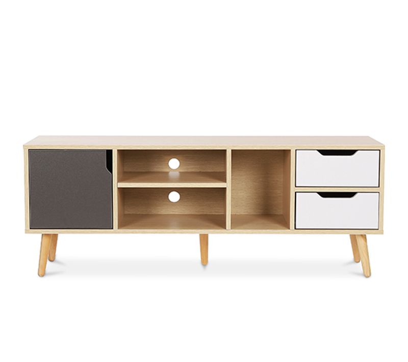 Meuble TV En Bois - Design Scandinave - Haley  Gris